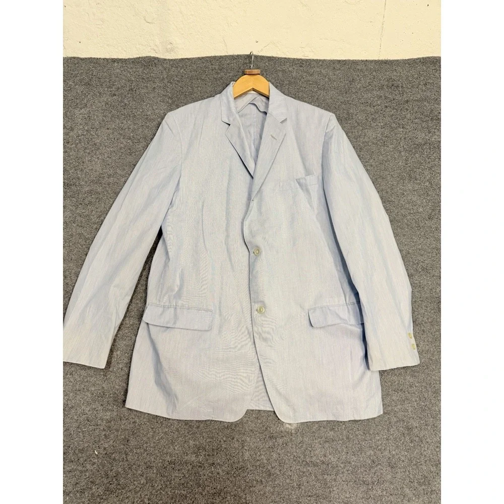 Haspels Sir Perior Blue Pin‎ Striped Jacket Wash & Wear Size 42 1950's Raleigh's